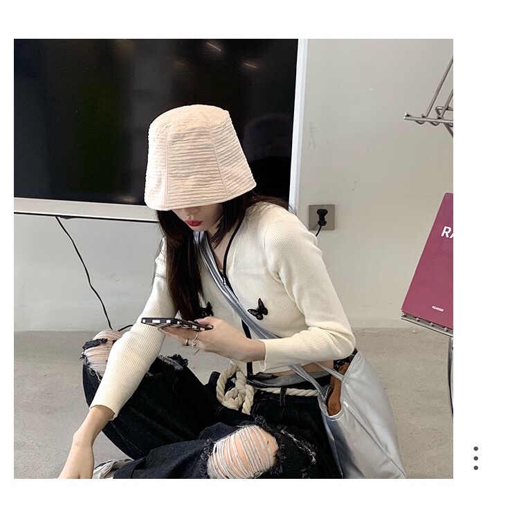 Mũ bucket nữ TUMIE nón cụp vành tròn tai bèo dập nổi kiểu gợn sóng phong cách Ulzzang BK005
