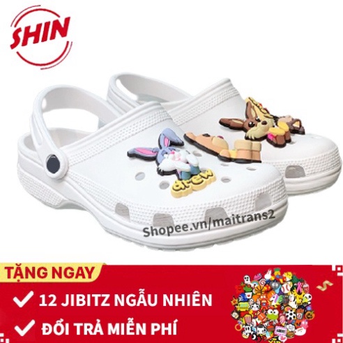 Freeship dép crossFREESHIPdép cross hoa lá Đen classic SHINCROSS8YH2 khuyễn mãi thêm 12 jibitz cài cross