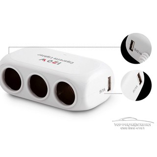 Bộ chia 3 tẩu Cigarette Lighter kiêm cổng sạc usb