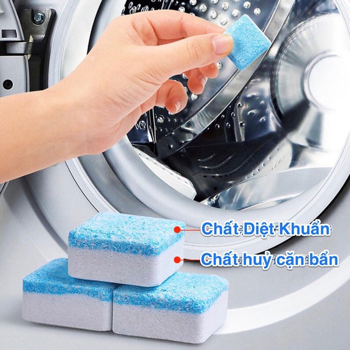 Hộp 12 viên tẩy lồng giặt diệt khuẩn tan nhanh trong nước - Viên tẩy lồng máy giặt loại sạch cặn bẩn mùi hôi