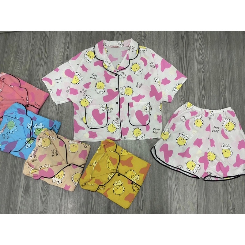 Pyjama lụa tiểu thư tay ngắn quần ngắn xinh xịn nhiều hình hot đồ ngủ đồ mặc nhà tiện lợi mềm đẹp | BigBuy360 - bigbuy360.vn
