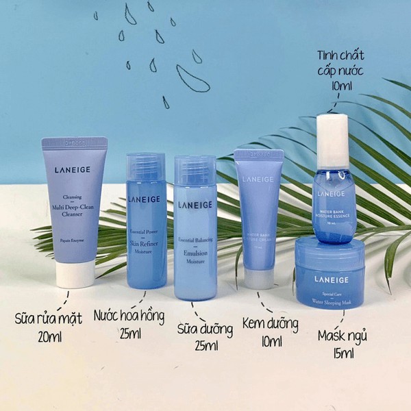 SET DƯỠNG DA MINI 6 MÓN LANEIGE MOISTURE CARE (HÀN QUỐC) - Bộ kit du lịch 6 món