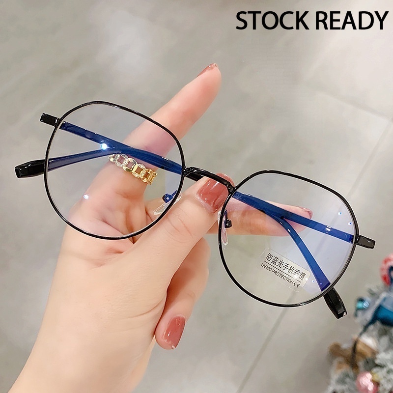 (KIQI-FASHION) COD Kính Gọng Tròn Chống Bức Xạ Thời Trang Hàn Quốc