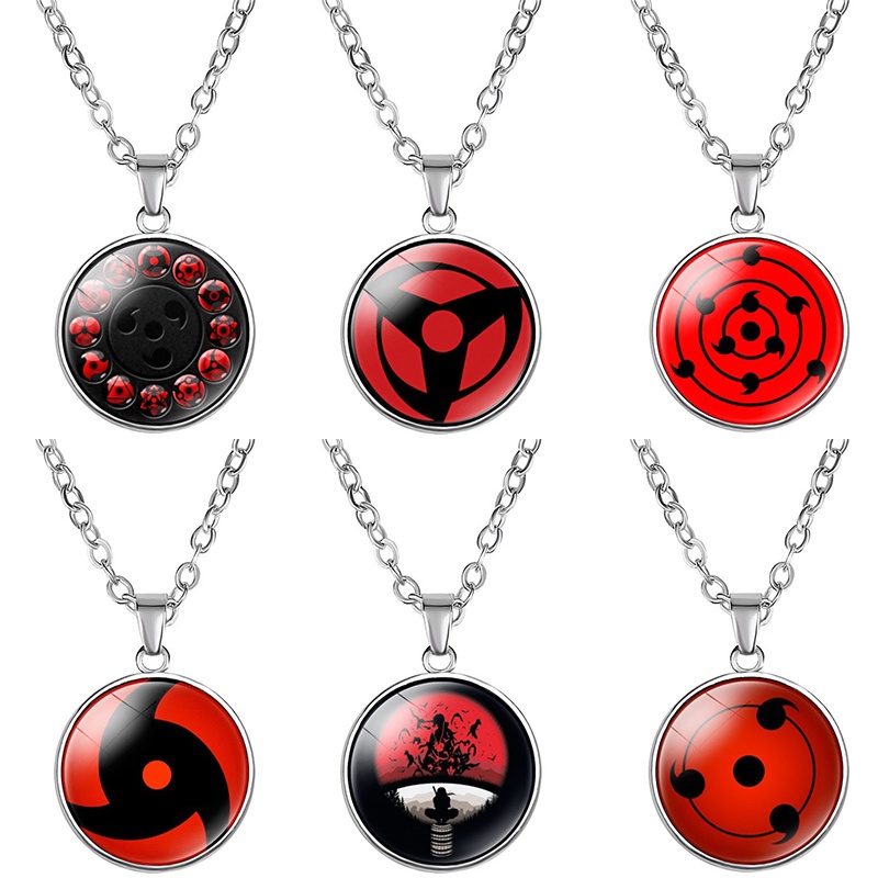 Vòng cổ mặt tròn in hình Naruto Sharingan thời trang