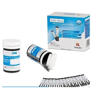 Que thử đường huyết safe accu chính hãng sinocare 50 que + 50 kim chích máu