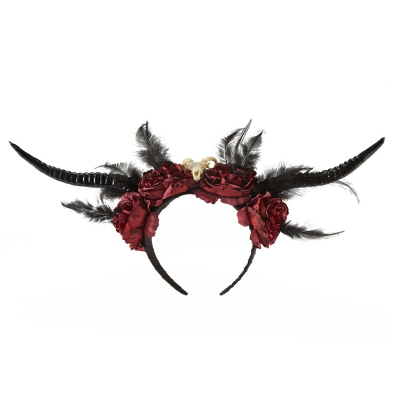 Cài Tóc Hình Sừng Cừu Đính Hoa Nhân Tạo Thời Trang Halloween