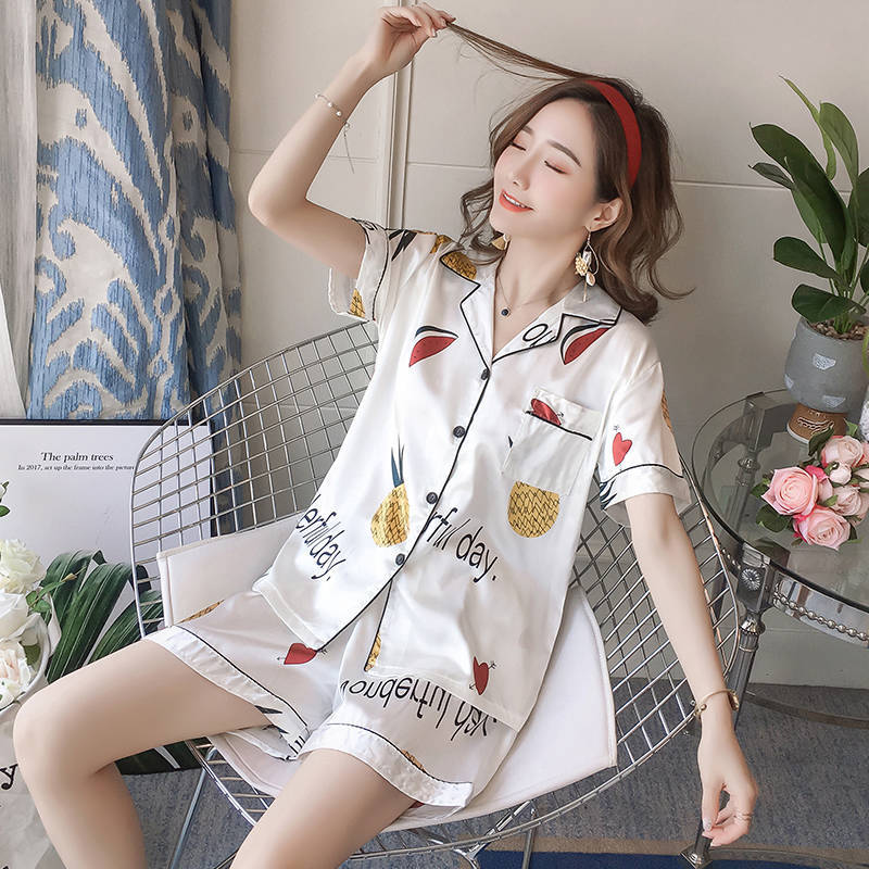 đồ mặc nhàđồ ngủCô phục vụ pijama quần áo ngắn gợi cảm. đôi đồ trang sức Hàn quốc. mảnh quần áo cỡ lớn.