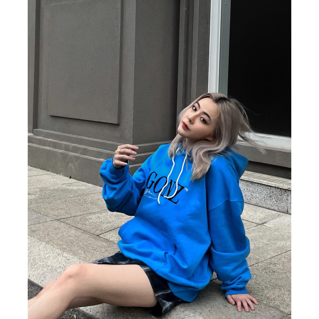 Áo Hoodies Gonz Xanh Dương HD01 áo khoác unisex form rộng nữ nam ,có mũ thời trang | BigBuy360 - bigbuy360.vn
