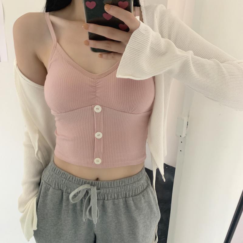 Áo 2 Dây Thun Co Giãn Có Mút Mỏng Nâng Ngực Nhẹ, Dùng Mặc Áo Lót Trong Phối Cùng Áo Vest Hoặc Mặc Đi Biển | BigBuy360 - bigbuy360.vn