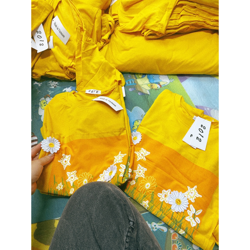 Áo Thun Vàng May Hoa Nhí PEONYB Nữ [FREESHIP]  Phông form rộng ngắn tay lỡ phong cách vintage cá tính Ulzzang