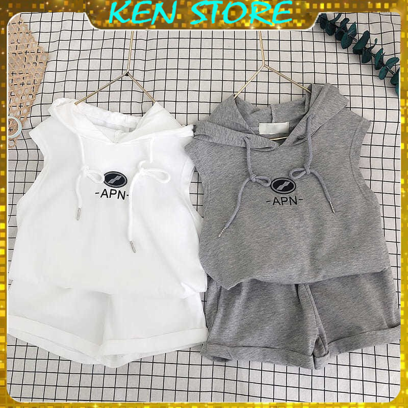 Bộ Ba Lỗ Có Mũ Cotton Cho Bé Trai Và Bé Gái Từ 7Kg Đến 28Kg - APN Ken Store