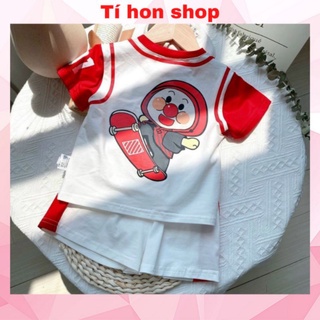 Bộ bé trai mua hè cộc tay mềm mại mát mẻ hình chú hề 01 cho bé