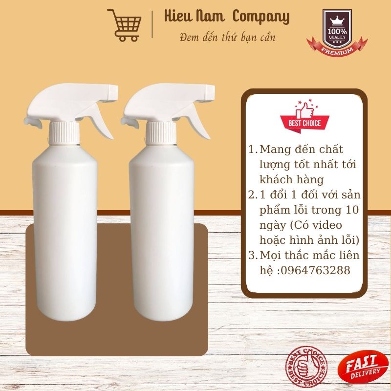 Chai xịt nhựa HDPE 500ml vòi nhấn và vòi xịt