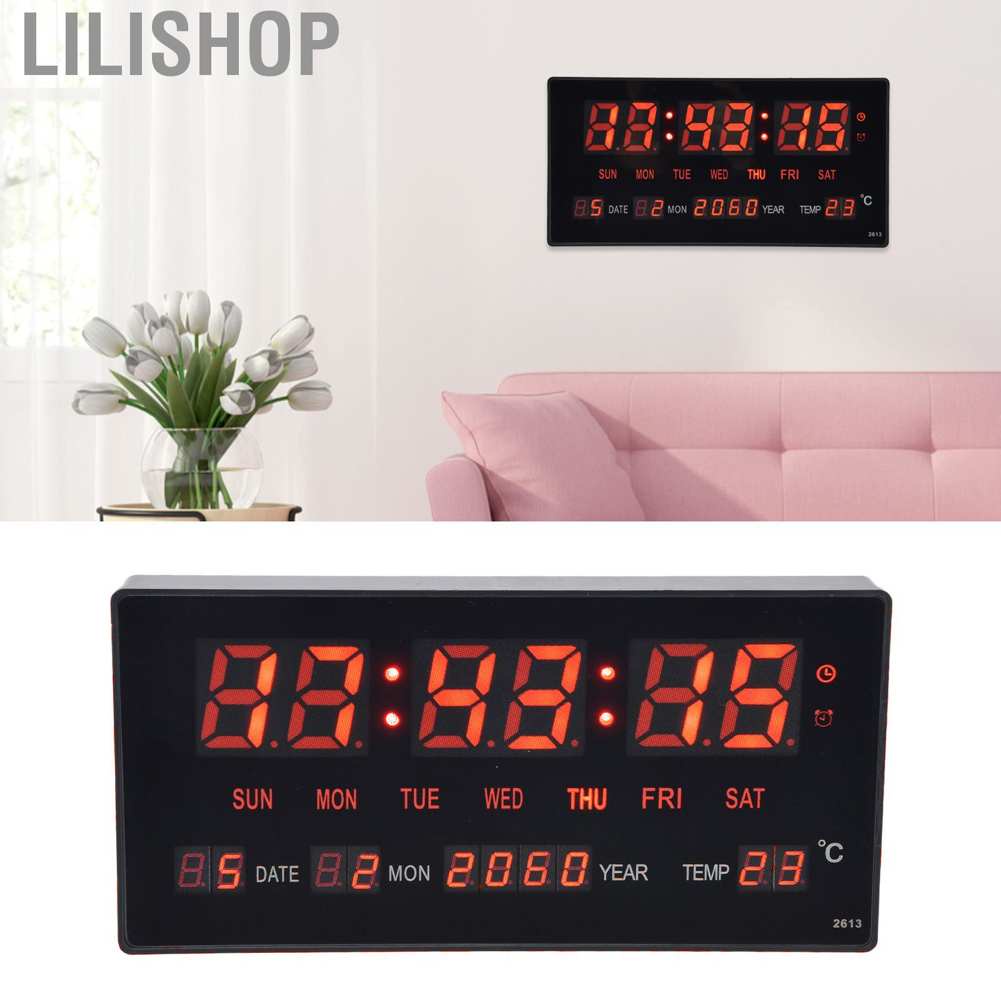⚡Hàng Sẵn⚡Lilishop Đồng hồ điện tử để bàn có đèn LED 100‐ 240V Đồng hồ led vạn niên treo tường - Để bàn Kích thước: 27.5*13.6*2.7cm