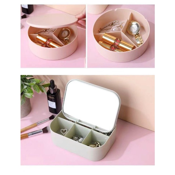 Hộp đựng trang sức ,mỹ phẩm mini kèm gương