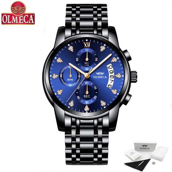 Đồng hồ Olmeca nam chạy 6 kim Japan 0827 (đen - xanh)