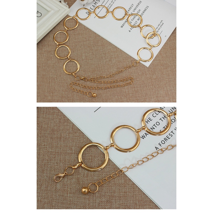 Dây Thắt Lưng Bằng Kim Loại Màu Vàng/Bạc Thời Trang Cho Nữ