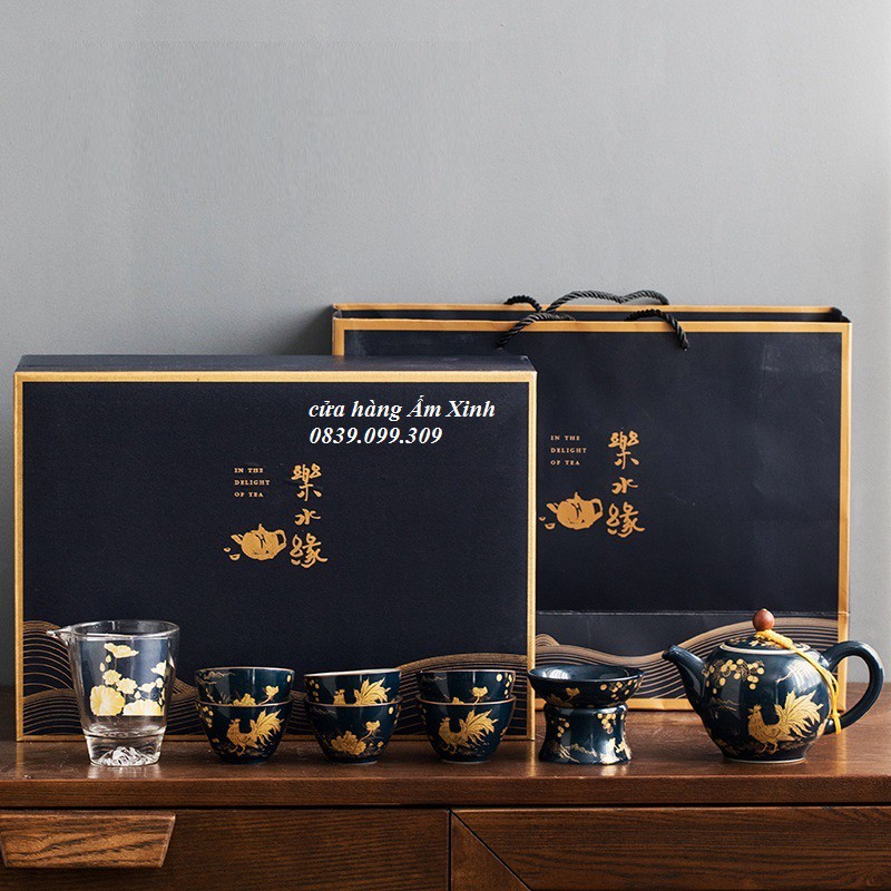 Bộ ấm chén sứ pha trà đạo (đầy đủ như hình)