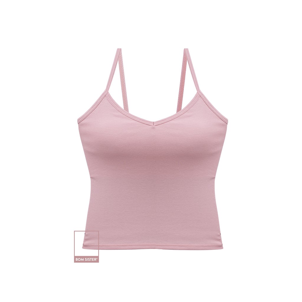 Áo lá cotton pha màu trơn khoét lưng mút có thể tháo rời BOM SISTER BR629