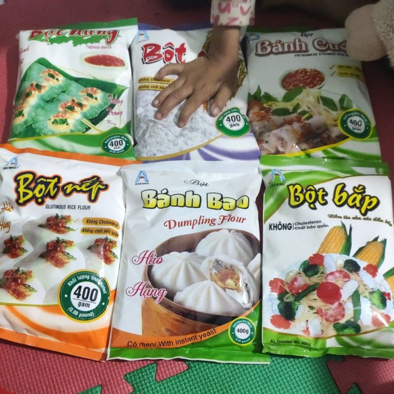 Bột bánh bao, bột bánh cuốn, bột gạo, bột nếp, bột bắp, bột năng, bột bánh xèo Aseako