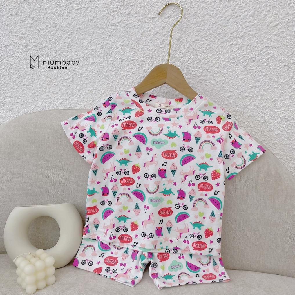 Bộ cộc tay họa tiết hoa quả chất liệu cotton mềm mát cho bé trai, bé gái MiniumBaby-SB1179