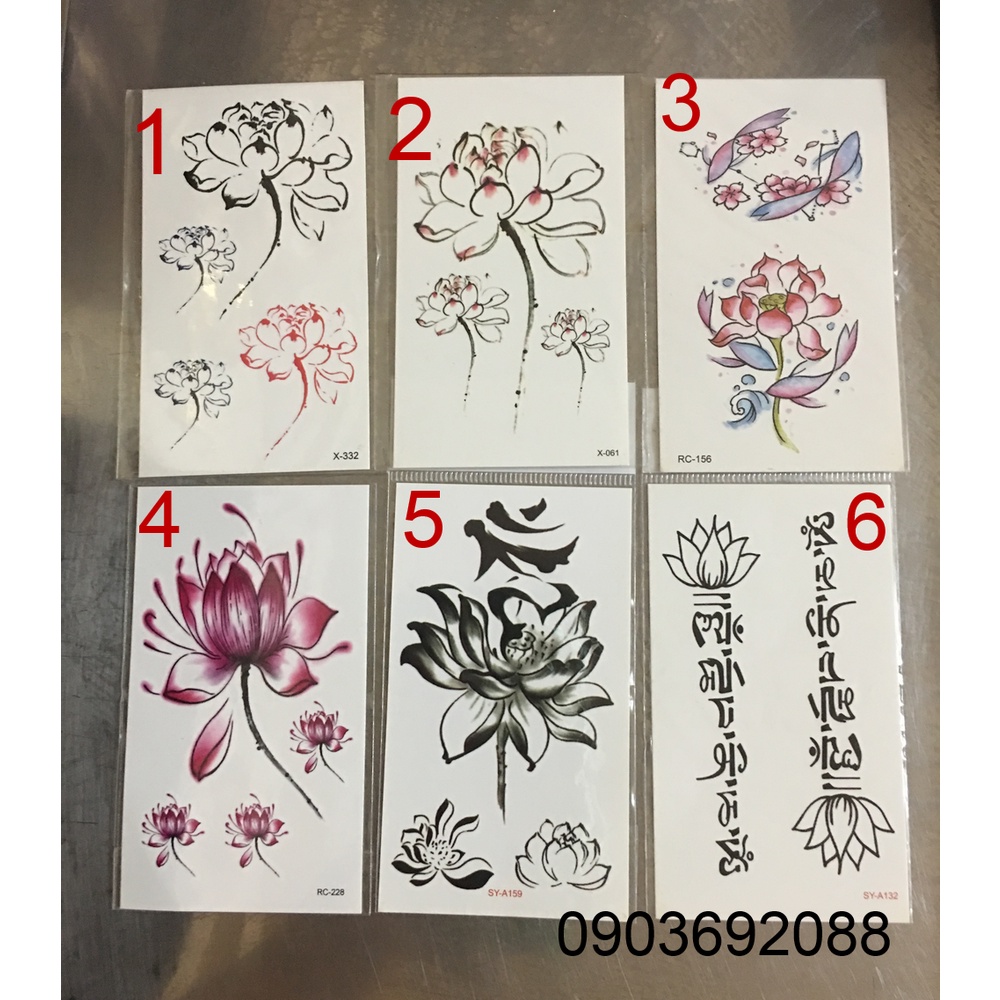 [HCM] Hình xăm dán - tattoo sticker hoa sen 10.5 x 6cm
