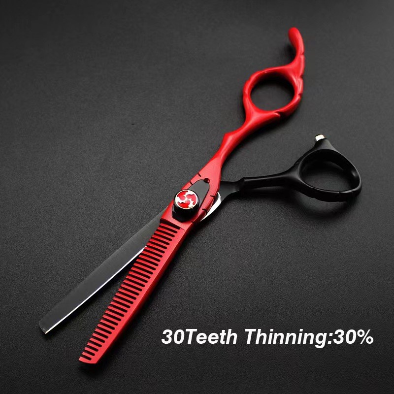 6.0 inch Bộ kéo cắt tóc Nhật Bản cao cấp màu đen đỏ với máy cạo râu,DÙng cho Salon - Barber Shop Kéo làm tóc chuyên nghiệp