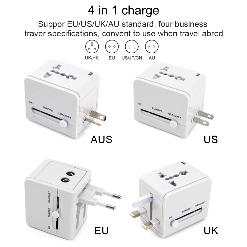 Universal UK US AU EU AC Power Socket Plug Travel Charger Global Multi-functional Adapter Plug Dual USB Travel Charger Converter