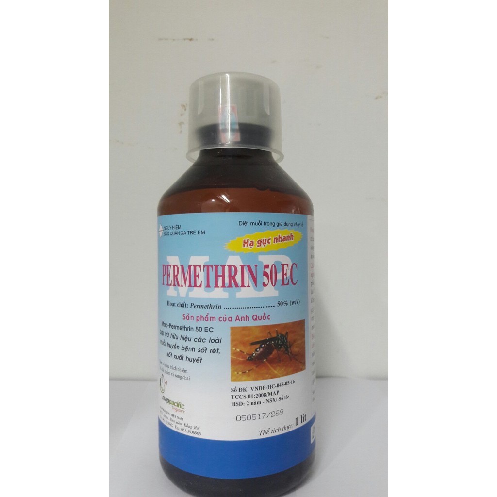 Sản phẩm thuốc diêt muỗi Permethrin 50EC - công nghệ Anh Quốc Chai 1 lít