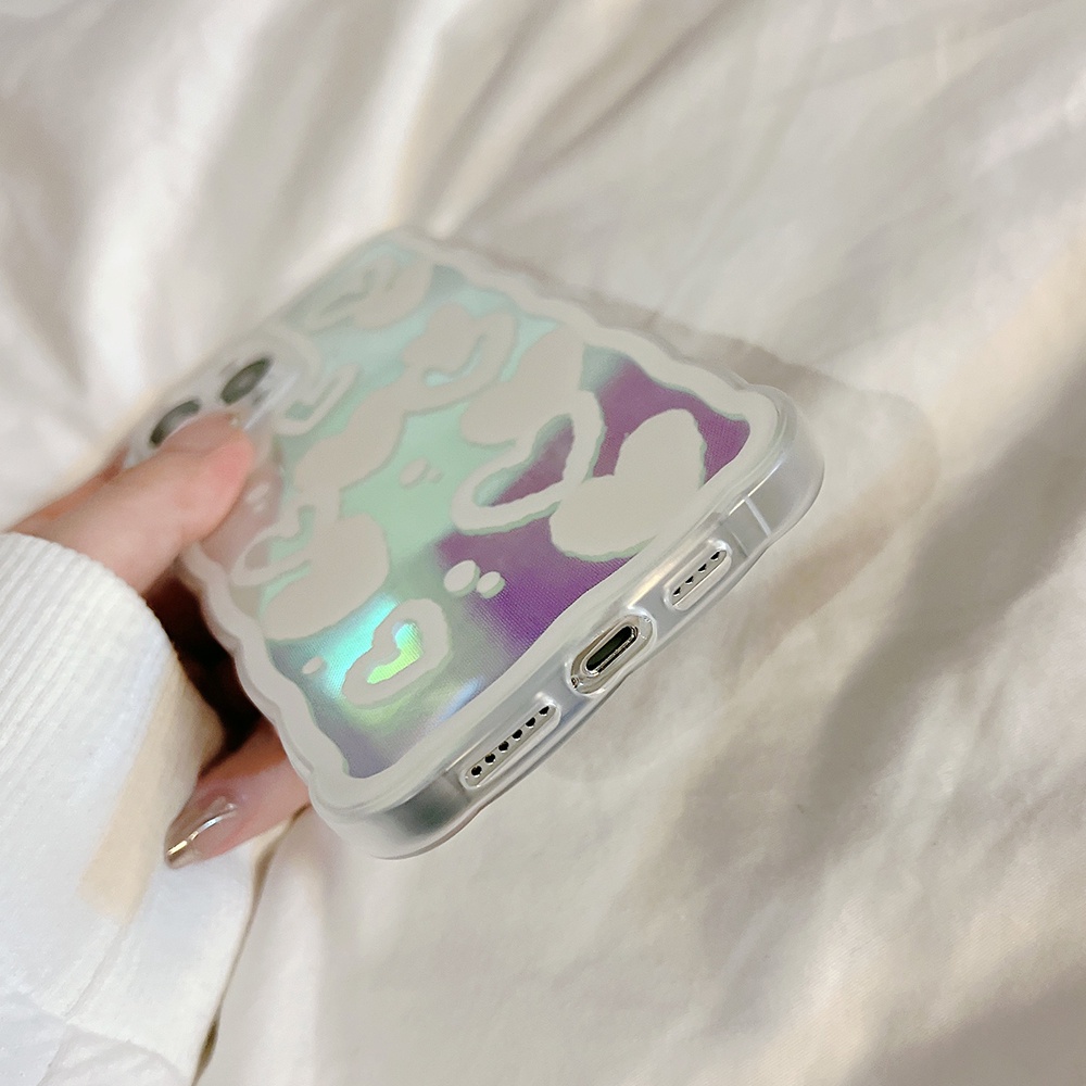 Ốp Điện Thoại TPU Mềm Trong Suốt Viền Màu laser Họa Tiết Trái Tim Cho iPhone 11 12 13 Pro max mini XS max xr 7 8 se2020 plus