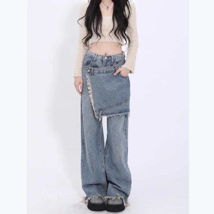 Quần jean dài ống rộng size lớn mẫu 2022 thời trang mùa xuân dành cho nữ | BigBuy360 - bigbuy360.vn