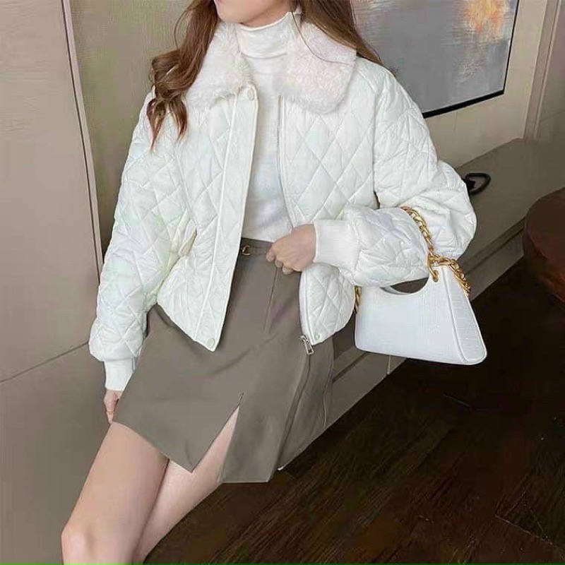 Nán sỉ áo phao cổ lông trần trám