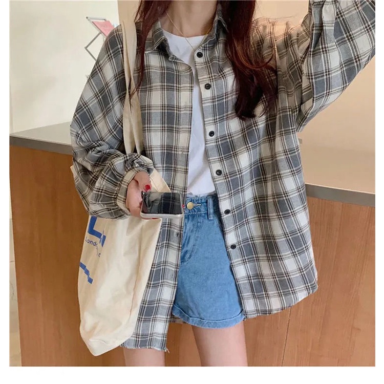 Áo Sơ Mi Tay Dài Dáng Rộng Kiểu Hàn Quốc Thời Trang Xuân Hè Cho Nữ