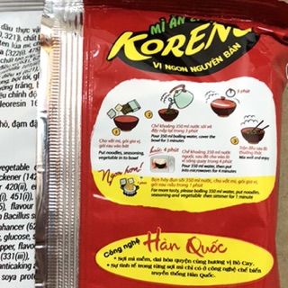 Mì Koreno Bò Cay 75g/100g