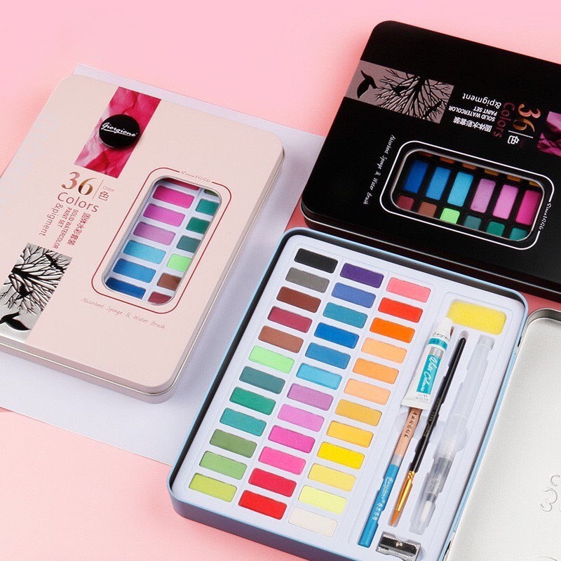 Màu nước nén Giorgione 36/ 48 màu hộp thiếc pastel (kèm quà)