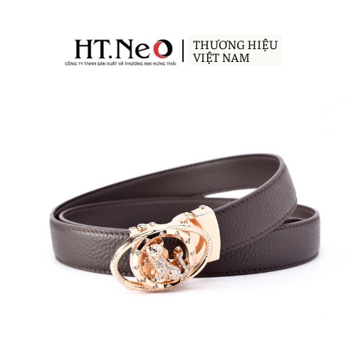 Dây lưng nữ da bò HT.NEO Da bò nguyên miếng, mặt khóa kim loại đính đá lấp lánh, thiết kế trẻ trung năng động DLN10
