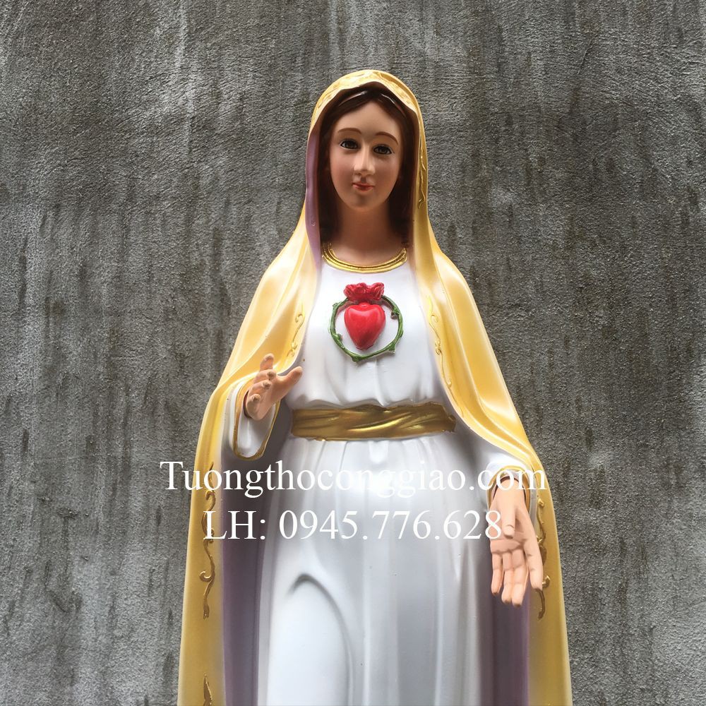 Tượng Đức Mẹ Fatima 80cm màu vàng Composite