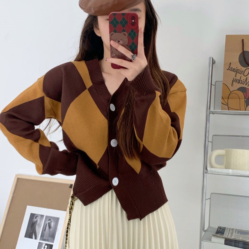 Áo khoác cardigan dệt kim tay dài phong cách Hàn Quốc