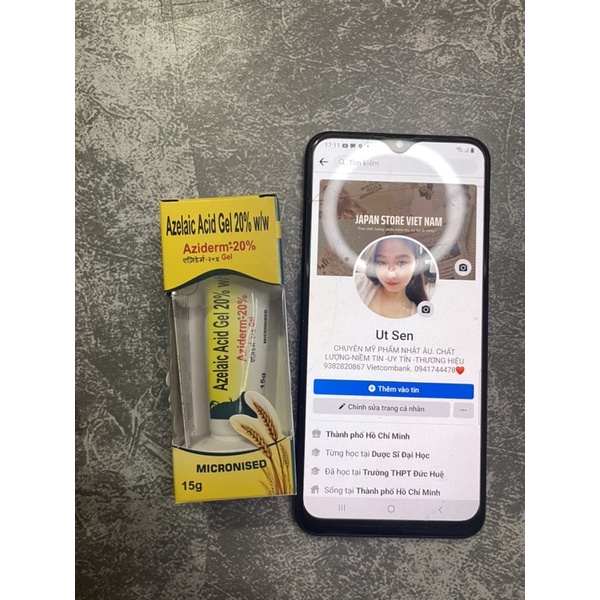 Gel ngừa mụn thâm Azelaic Acid Gel 20% & 10%  Aziderm 20% & 10% 15g
