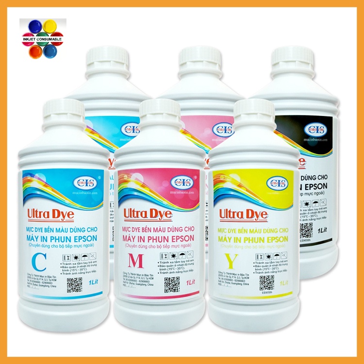 MỰC IN EPSON ULTRA DYE 6 MÀU CHAI 1 LÍT