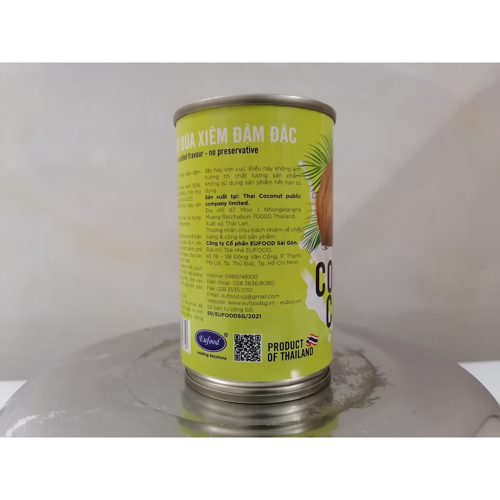 [Hộp Nhỏ 165ml (DỪA XIÊM)] NƯỚC CỐT DỪA ĐẬM ĐẶC [Thailand] EUFOOD Coconut Cream (euf-hk)