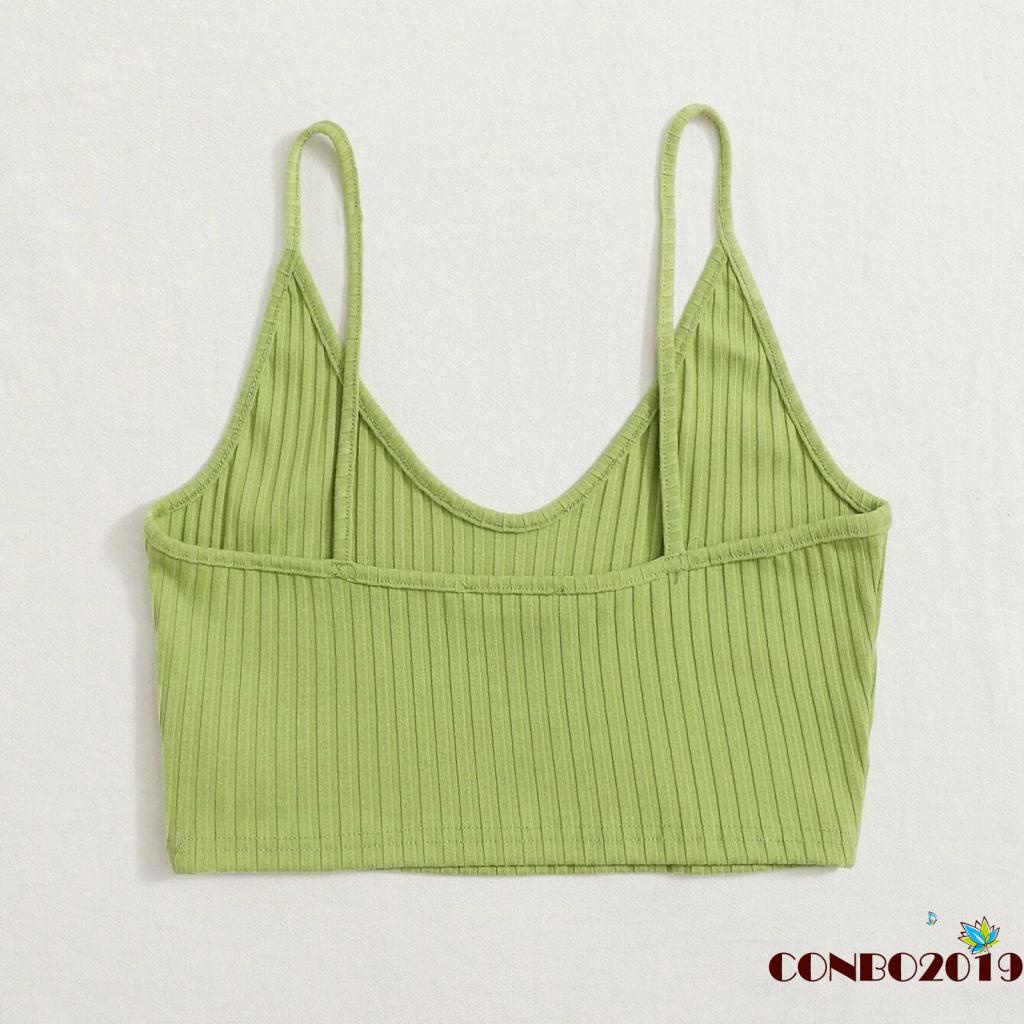 Áo Hai Dây Cổ Chữ V Hở Lưng Màu Trơn Thời Trang Mùa Hè Cho Nữ 5 Màu Lựa Chọn