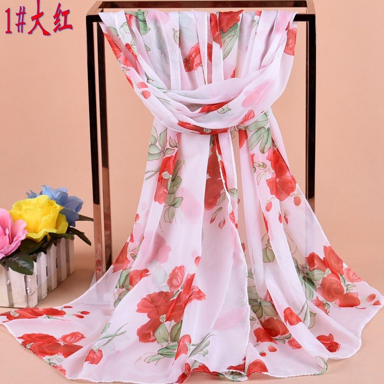 Khăn Choàng Vải Lụa Chiffon Dáng Dài Chống Nắng Đi Biển Đa Năng In Họa Tiết Tươi Mới Phong Cách Hàn Quốc Cho Nữ