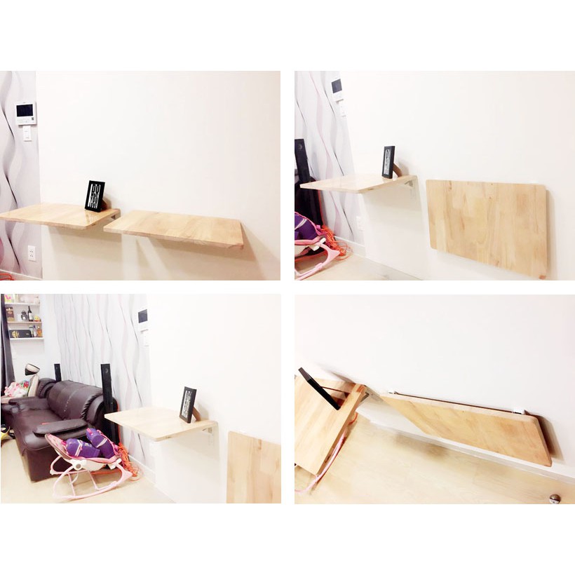 Bàn gấp treo tường 40x80cm gỗ tự nhiên bản lề 60kg | BigBuy360 - bigbuy360.vn