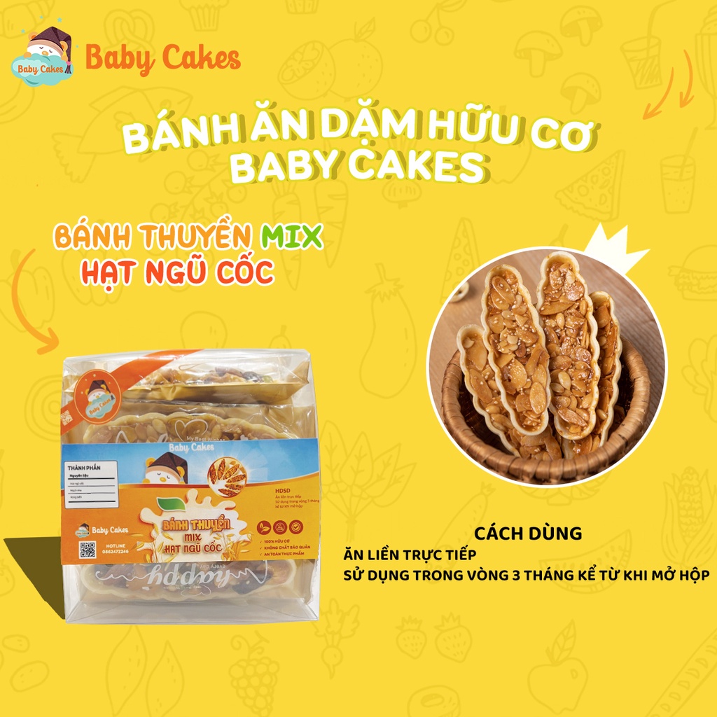 Bánh Ăn Dặm Cho Bé, Bánh Thuyền Handmade Mix Vị Snack, Rong Biển, Mè Đen, Ngủ Cốc Chính Hãng
