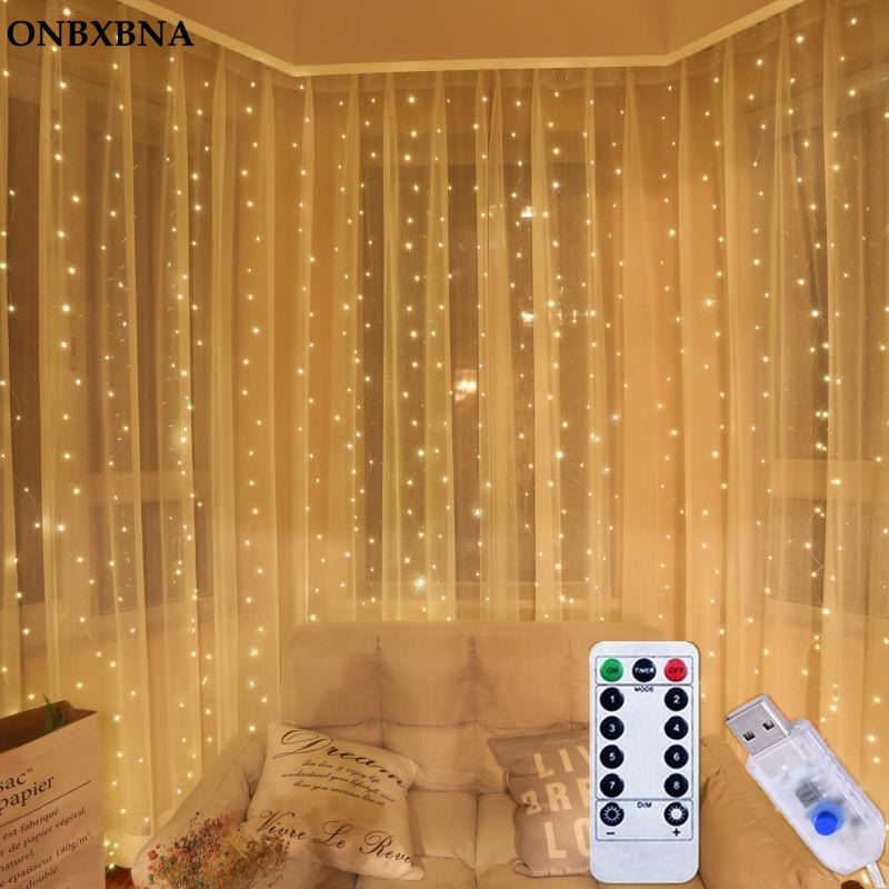 Rèm đèn LED 300 bóng với 8 chế độ tùy chỉnh để trang trí phòng ngủ / tiệc cưới