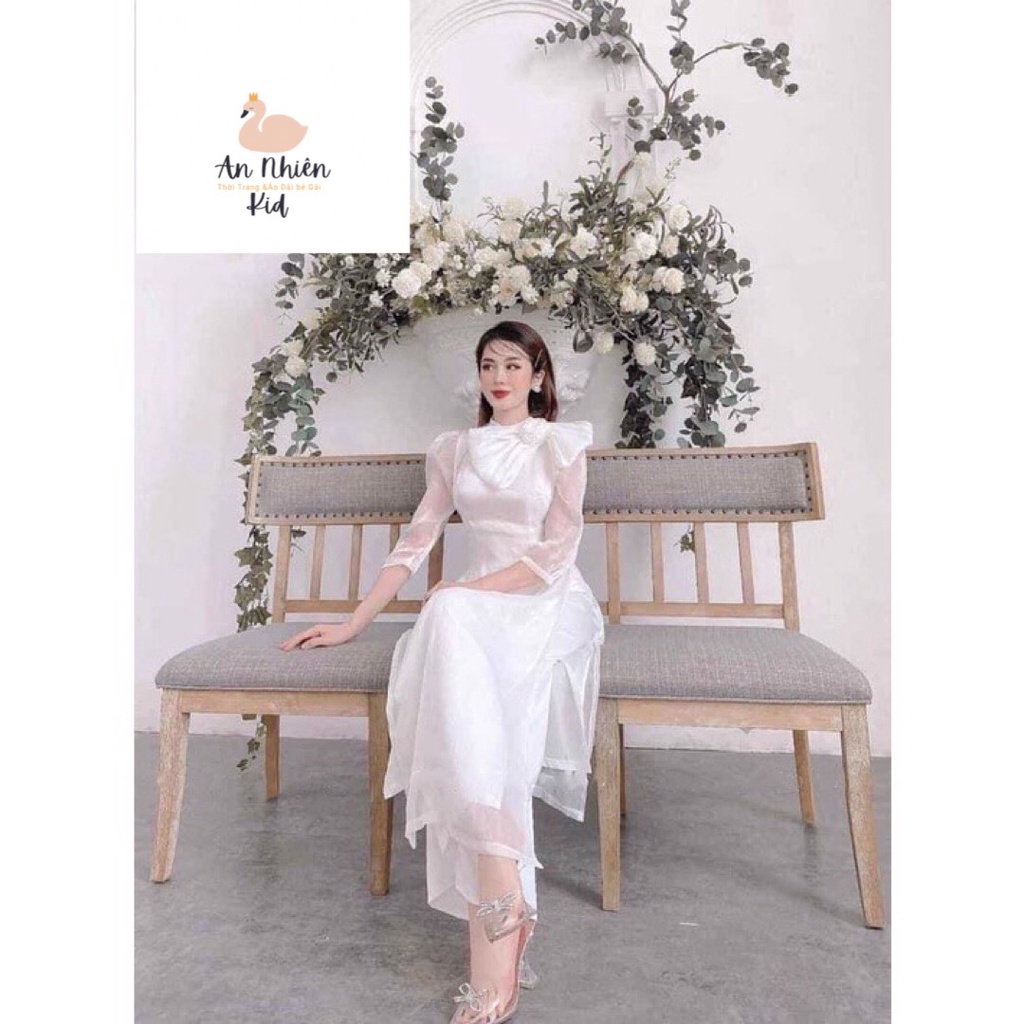 Áo dài tơ gân cao cấp thiết kế mới