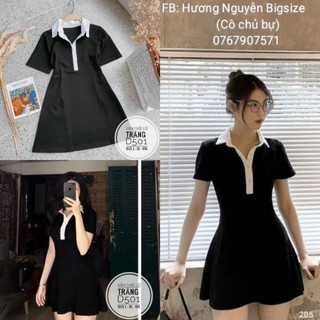 Bigsize Đầm phối cổ trắng D501