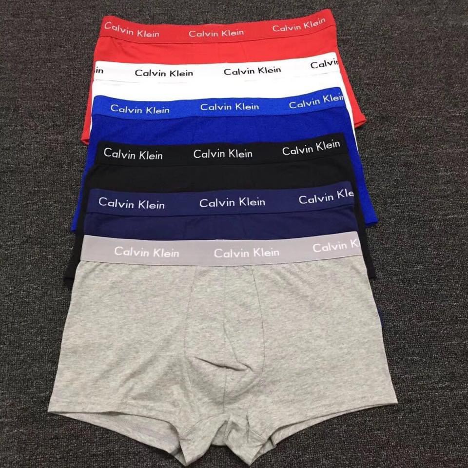 Quần lót quần sịp nam quần boxer cotton co giãn 4 màu : Đen - Trắng - Ghi - Đỏ - cạp chữ Kle dệt