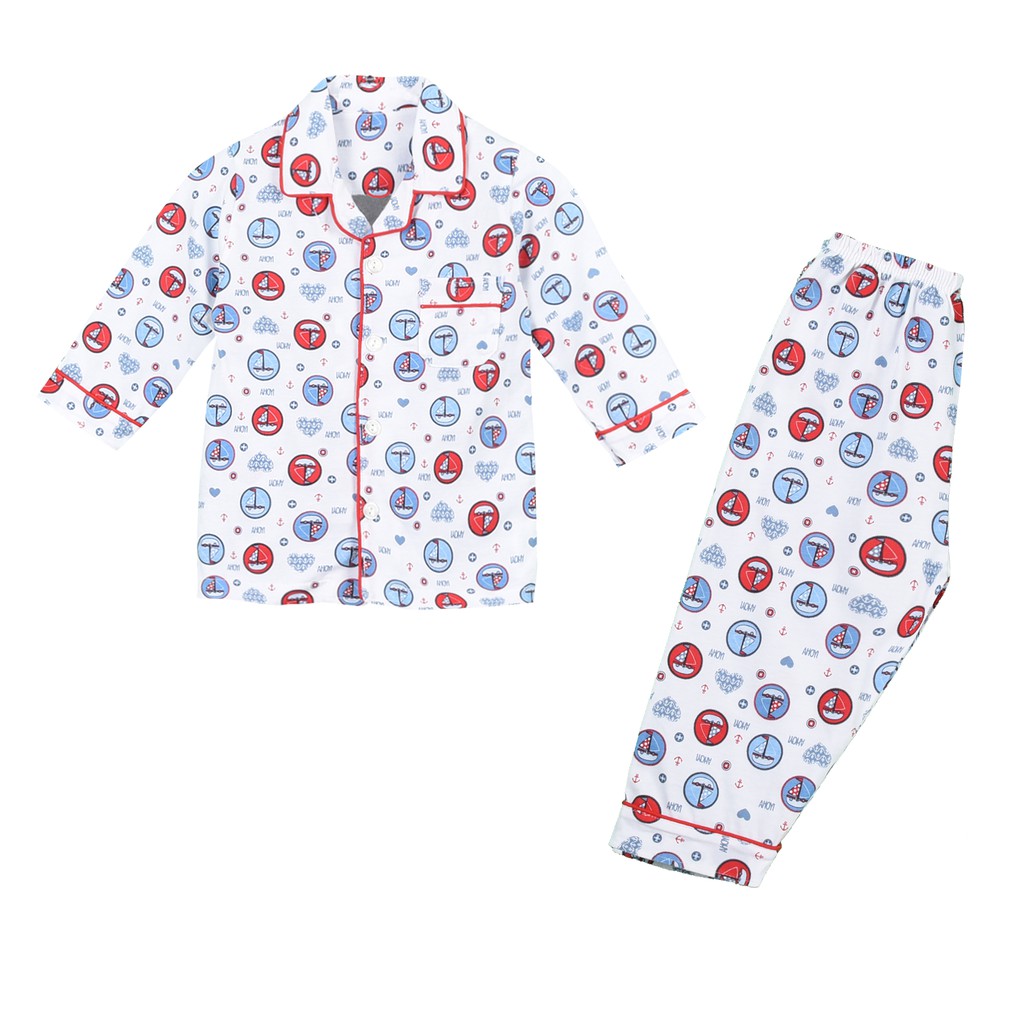 Bộ Pyjamas dài bé trai bông ngẫu nhiên BA0187 HELLO B&amp;B - HELLO BB